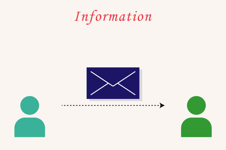 Sending letters from one person to another. Transfer of informationのイラスト素材