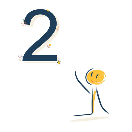 character with number two. Learning numbers for children or congratulations on your birthday