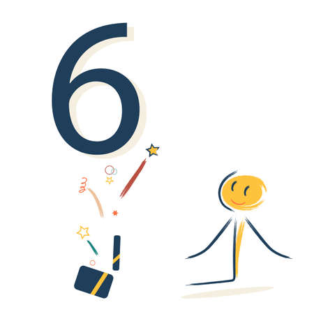 Character with number six. Learning numbers for children or congratulations on your birthdayのイラスト素材