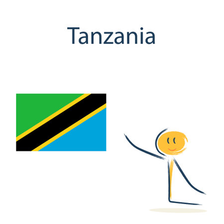 Character with the flag of Tanzania. Teaching children geography and countries of the worldのイラスト素材