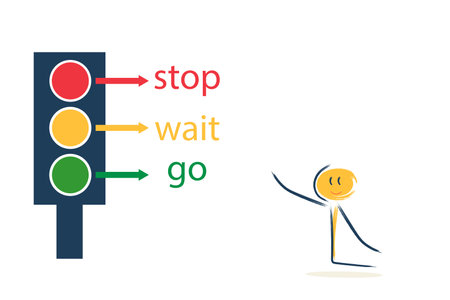 the character teaches the traffic lights. traffic rules for childrenのイラスト素材