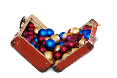Christmas decorations in the old bag の写真素材