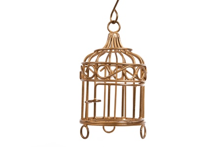 decorative bird cage on the white backgroundの写真素材