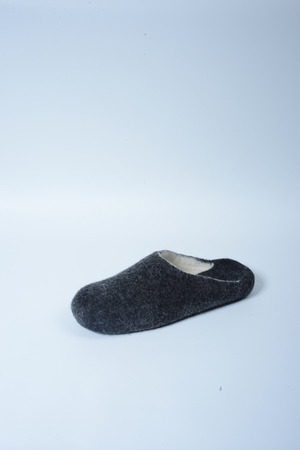 felted shoes on white backgroundの写真素材