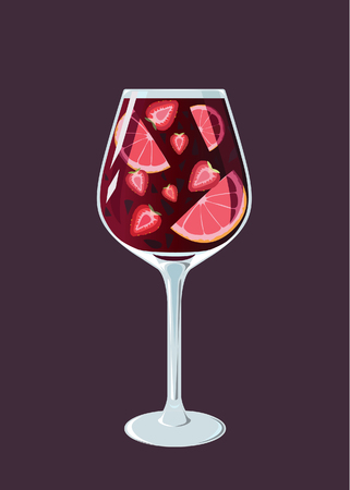 glass of sangria vector illustrationのイラスト素材