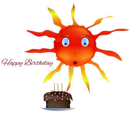 Sun cake happy Birthday blow out the candles holidayのイラスト素材