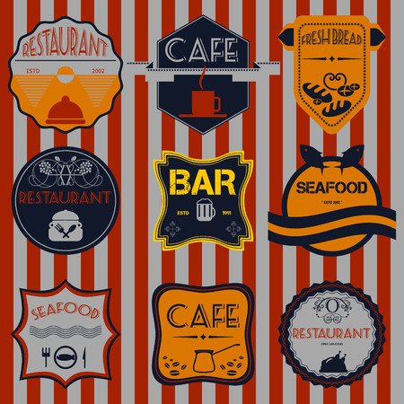 Fresh bread, coffee shop, restaurant Set retro vintage badges, ribbons and labels hipsterのイラスト素材