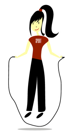 girl jumping on a skipping rope vectorのイラスト素材