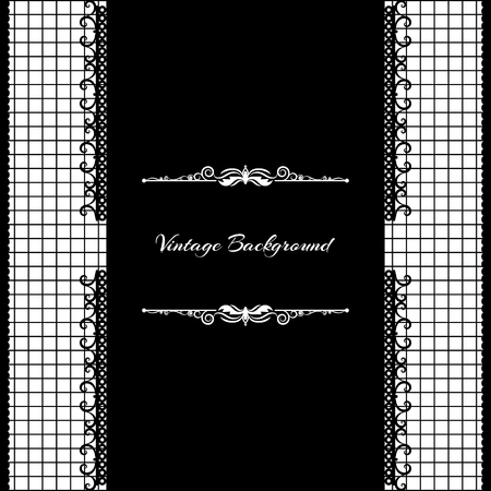 vintage background frame design black vector retroのイラスト素材