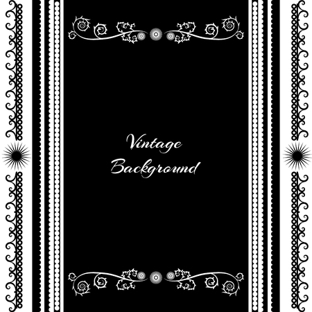 vintage background frame design black vector retroのイラスト素材