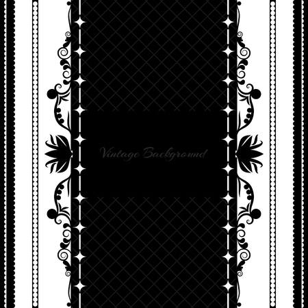 vintage background frame design black vector retroのイラスト素材