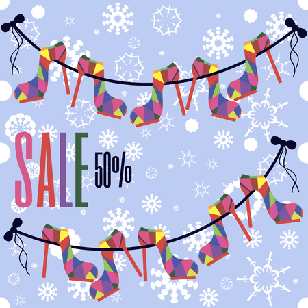 sale shoes on a rope vectorのイラスト素材