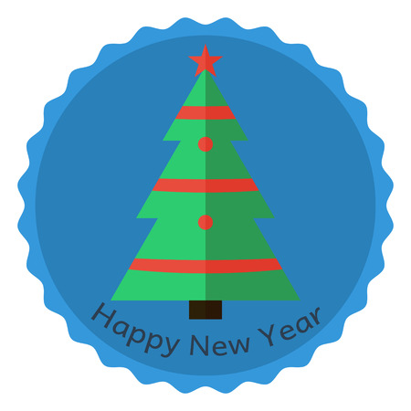 christmas tree flat design vector badge labelのイラスト素材