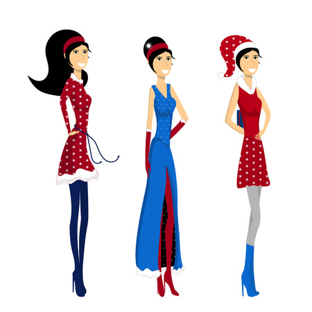 girl in a New Year's suit. Vectorのイラスト素材