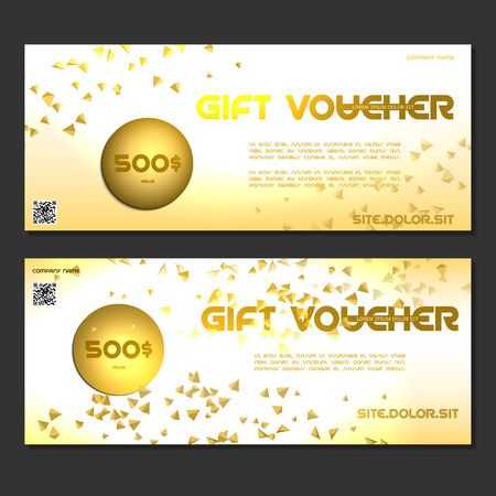 gift voucher vector illustration coupon template for company corporate style present. Easy to use and edit. Vector, illustration. Layout template. Goldのイラスト素材