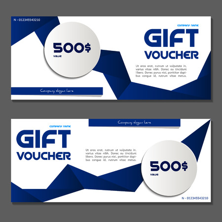 Gift voucher. Vector, illustration. Coupon and voucher template for company corporate style present. Certificate Layout template. Business invitation. Voucher Corporate card. Discount coupons and voucher.のイラスト素材