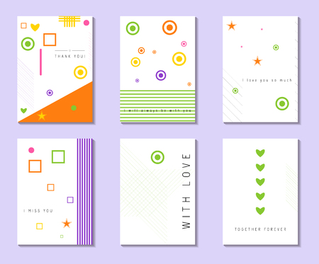 Card with love confession. Card with place for your text. Vector. Illustration.  Set of creative universal  postcards. Hand Drawn textures. Wedding, anniversary, birthday, Valentin's day, party invitations. Design for poster, card, invitation, placard, brのイラスト素材
