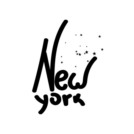 Inscription - New york. Hand drawn lettering. Vector, illustration.のイラスト素材