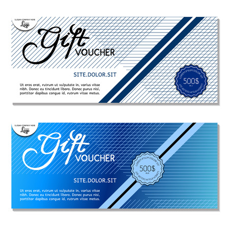 Gift voucher. Vector, illustration. Card template. Blueのイラスト素材