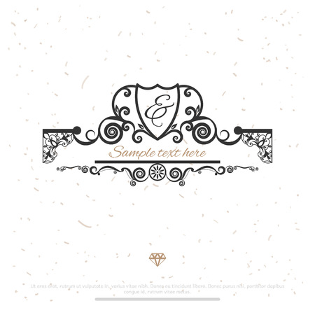 Vintage frame design with elegance elements. Template. Vector, Illustration.のイラスト素材