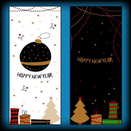 Postcard - Merry Christmas And Happy New Year. Vector, illustration.のイラスト素材