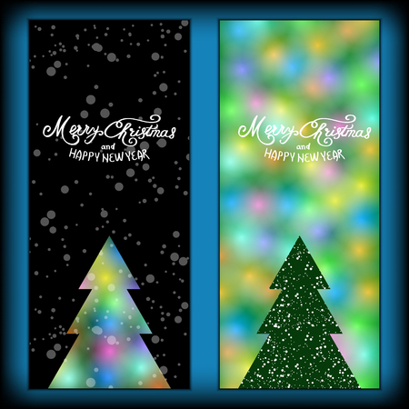 Postcard - Merry Christmas And Happy New Year. Vector, illustration.のイラスト素材