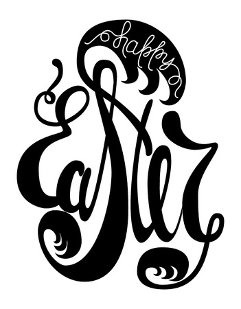 Inscription - Happy easter. Handwritten Lettering. Modern Calligraphy. Vectorのイラスト素材