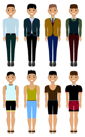 A group of men in casual clothes. Vector.のイラスト素材