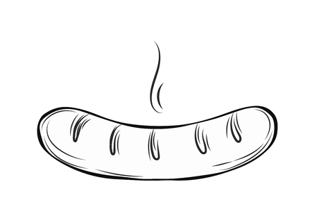 Hot sausage. Vector. Barbecue.のイラスト素材