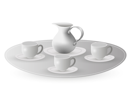 A pitcher and a cup isolated on white background, vector illustration.のイラスト素材