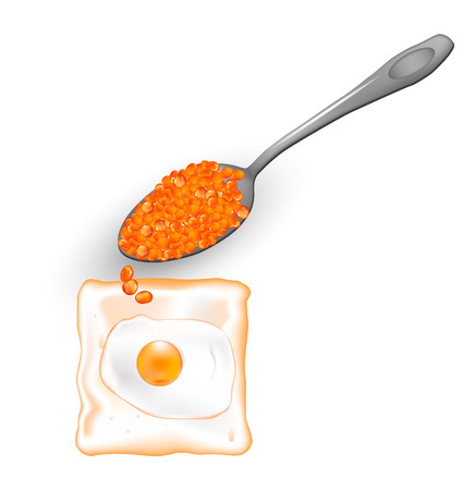 Spoon with red caviar. Vector.のイラスト素材