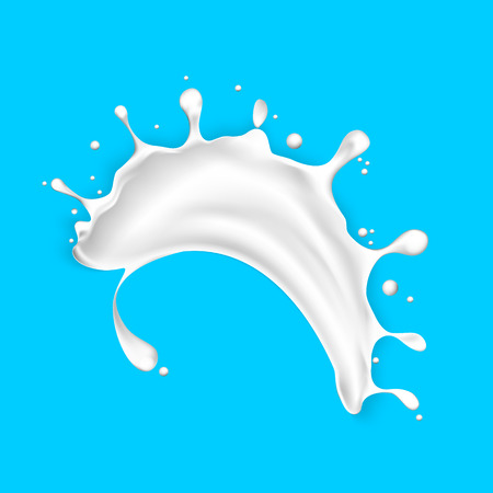 A white splash of milk, cream, yogurt, cream on a blue background. Isolated dairy product.のイラスト素材