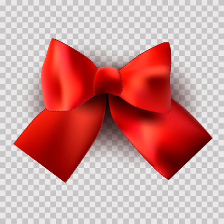 Red Satin bow on a transparent background for a holiday, birthday, St. Petersburg. Valentine's Day. Vectorのイラスト素材