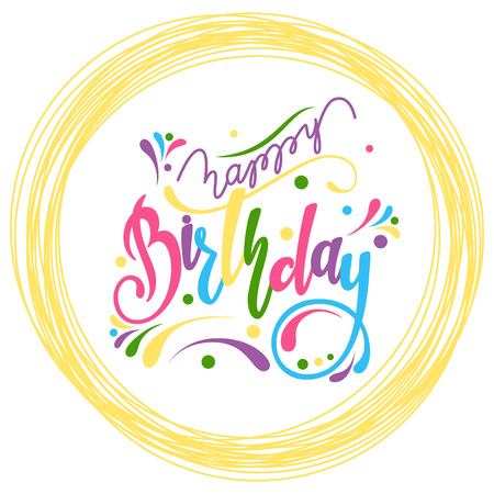 Happy Birthday. Handwritten Lettering. Text. Modern Calligraphy.のイラスト素材