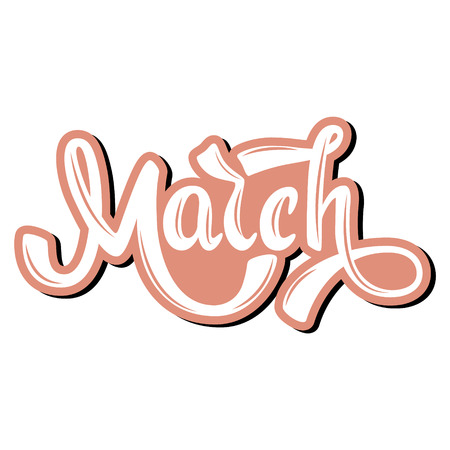 March. Name of the month. Handwritten Lettering. Text. Modern Calligraphy. Vector.のイラスト素材
