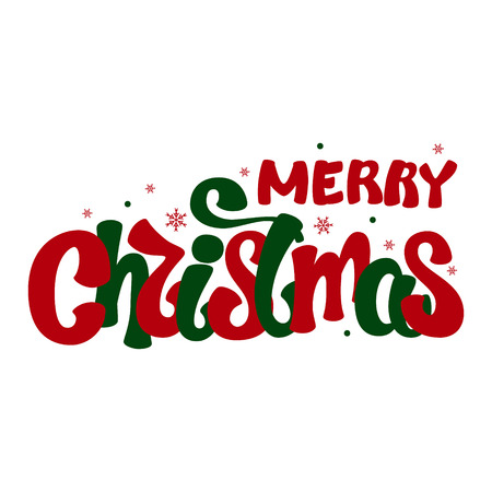 Inscription - Merry Christmas. Lettering design. Handwritten typography. Vectorのイラスト素材