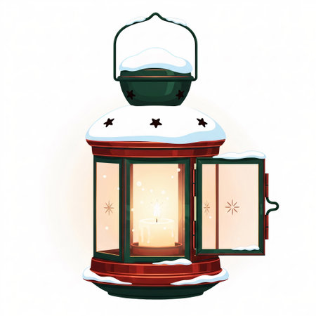 Cozy festive lantern with warm glow created using AIの写真素材