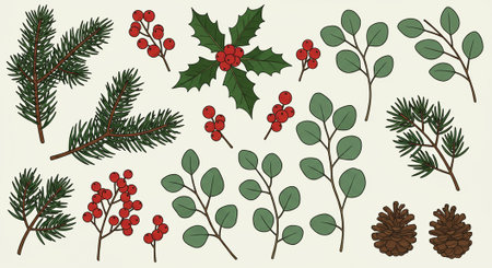 Autumn icons with leaves and small pumpkins in friendly flat vector.のイラスト素材