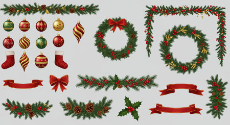 Cute gingerbread and holiday treats pack in flat vector, ideal for festive designs.のイラスト素材