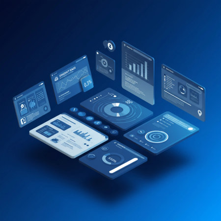 Set of futuristic tech panels created with generative AI. Ideal for app and dashboard presentations.