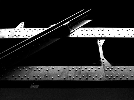 Steel beams or girders from a construction site  Black and Whiteの写真素材