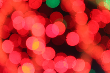New Year's Christmas background blurred red circles. Festive background.