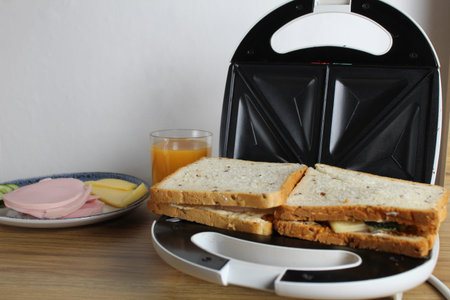 cooking a sandwich.