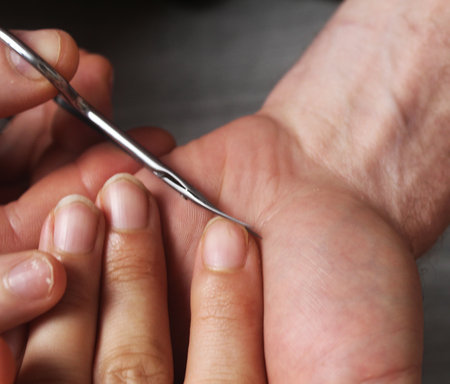 Nail care at home close-up.の写真素材