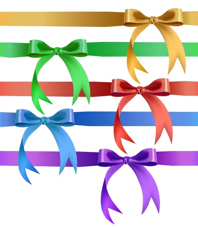 Decorative bow in various colors  Illustration of decorative ribbon tied in a bow  Image contains gradient meshes, radial gradients and transparencies   のイラスト素材