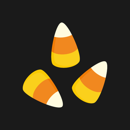 Candy corn sweet candy icon vector illustration. Halloween candy isolated on dark background.のイラスト素材