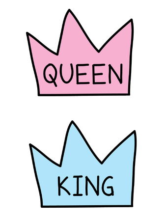 King and Queen crowns, cartoon vector illustration.のイラスト素材