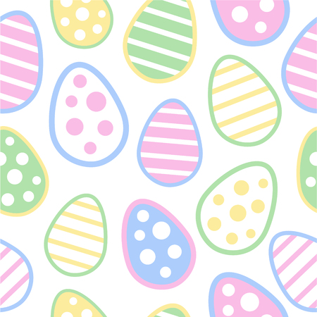 Easter egg seamless pattern. Colorful pastel easter eggs with dots and stripes.のイラスト素材