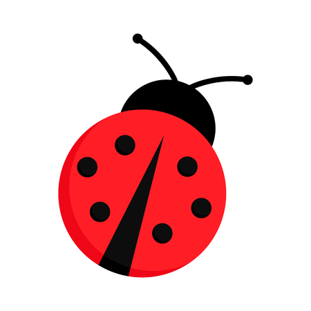 Ladybug or ladybird vector graphic illustration, isolated. Cute simple flat design of black and red lady beetle.のイラスト素材