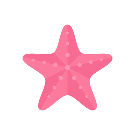 Pink starfish, ocean, vector animal illustration, isolated on white background. Starfish icon or logo.のイラスト素材